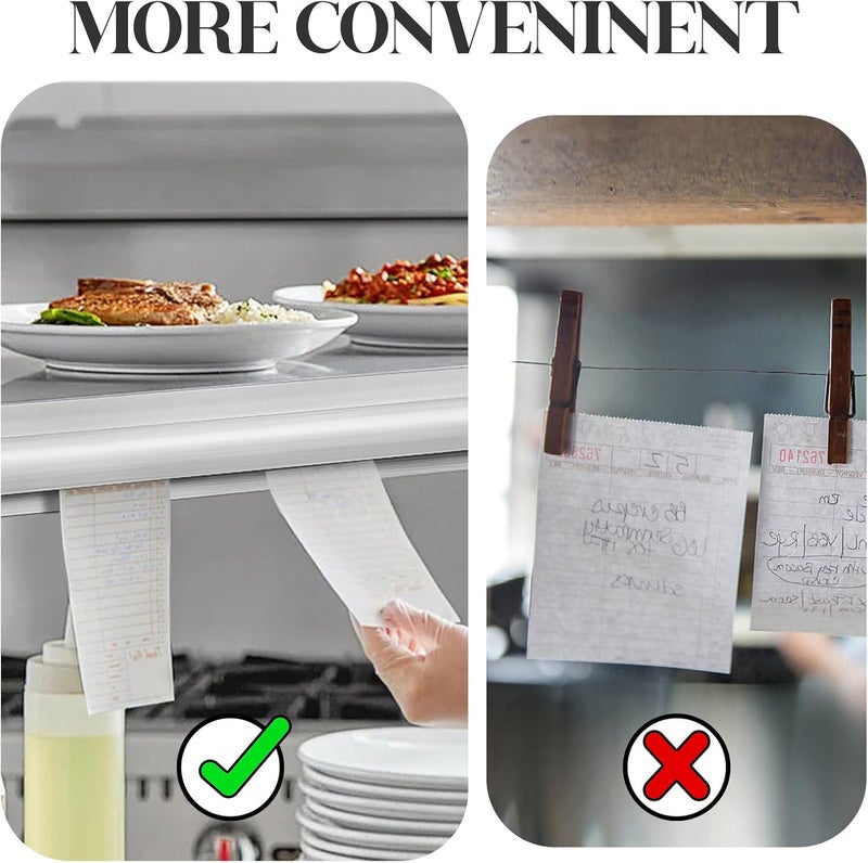 AYZTKUX Receipt Holder for Restaurant, No Drill Self-Adhesive Restaurant Ticket Holder Strip, Aluminum Easy to Clean Restaurant Order Ticket Holder for Kitchen, Office, Cafes - Image 5